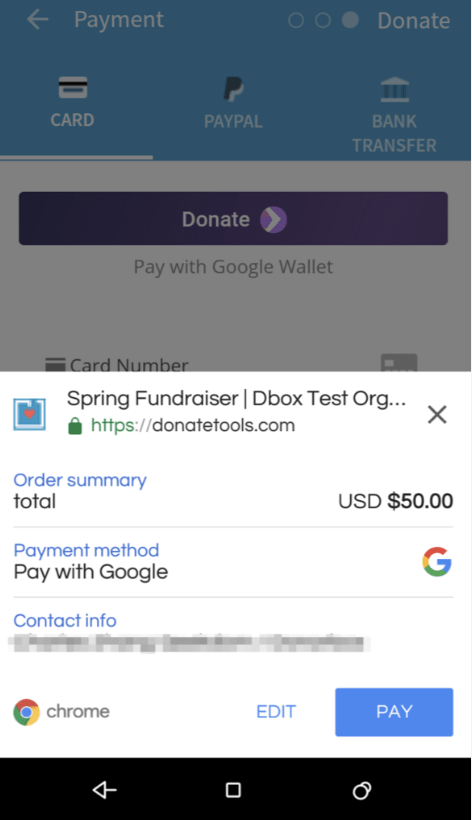 collect donations with google pay