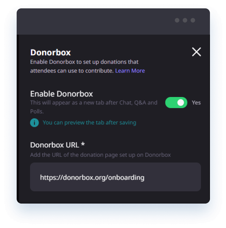Enable the Donorbox Integration