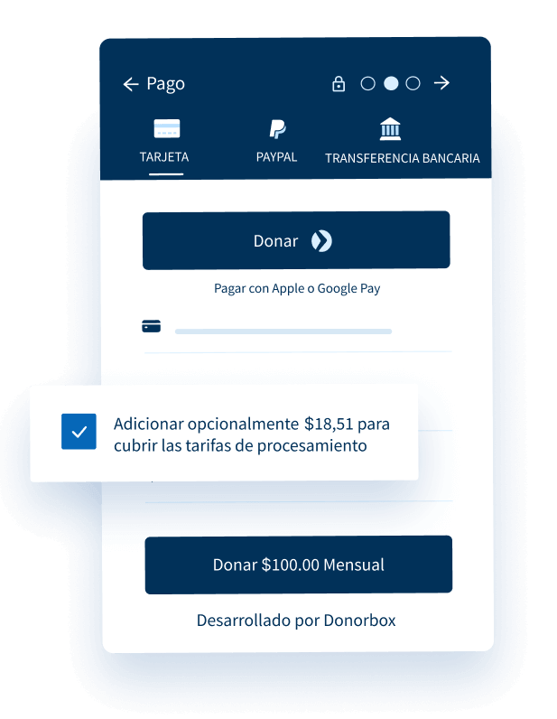 Donorbox puede ser completamente gratuito si les pides a los donantes que cubran tus tarifas de transacción.
