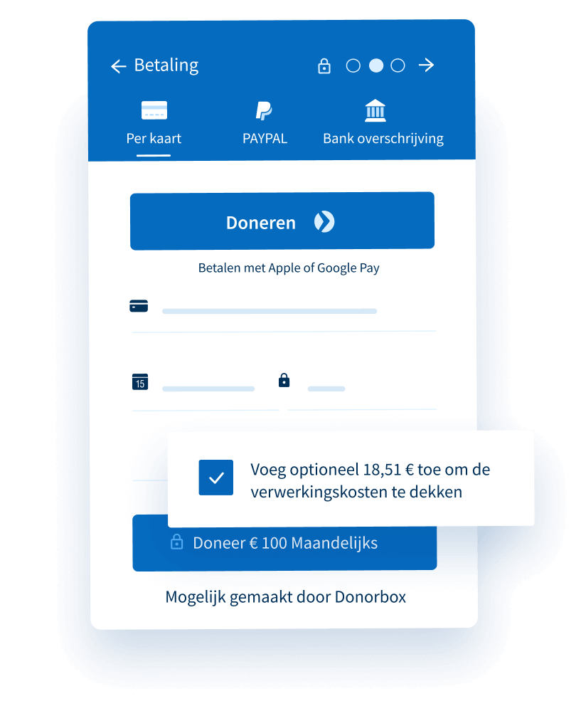 Donorbox kan helemaal gratis zijn als je donateurs vraagt om je transactiekosten te dekken.