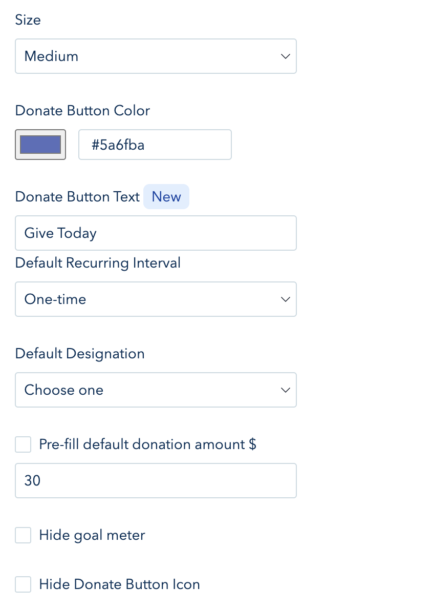 Screenshot showing the pop-up form customization options.