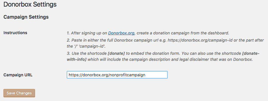 Wordpress donation form 