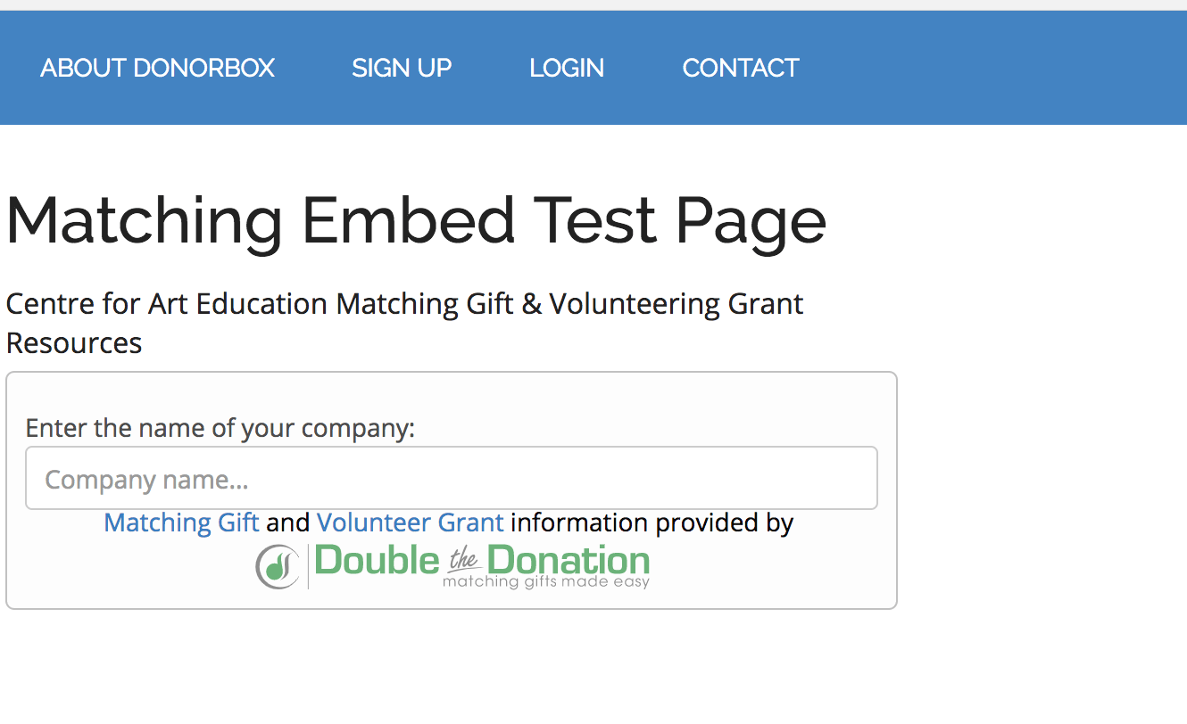 Company Search Widget for donation matching
