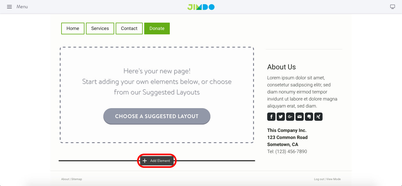 donation form on Jimdo