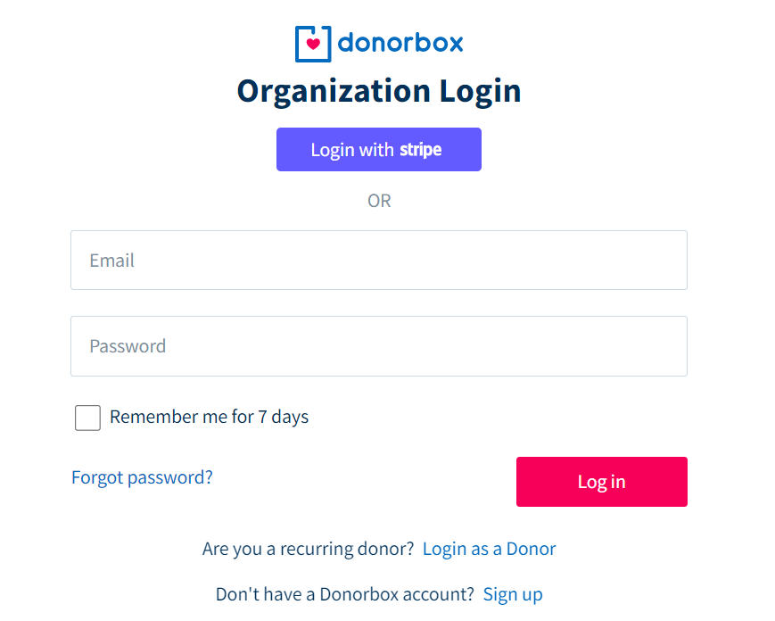 login to donorbox