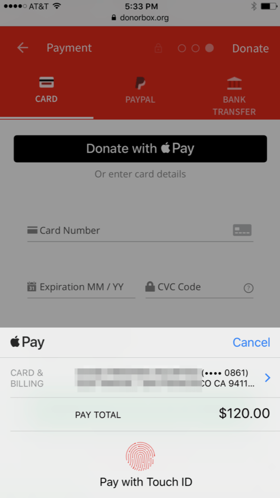 donations by apple pay
