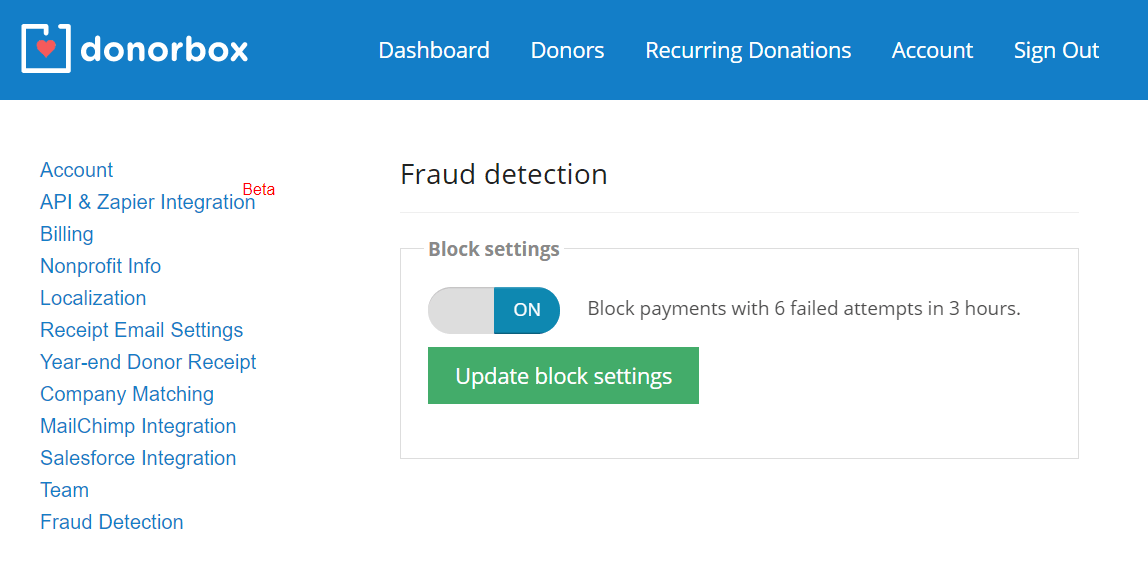 block fraudulent test donations