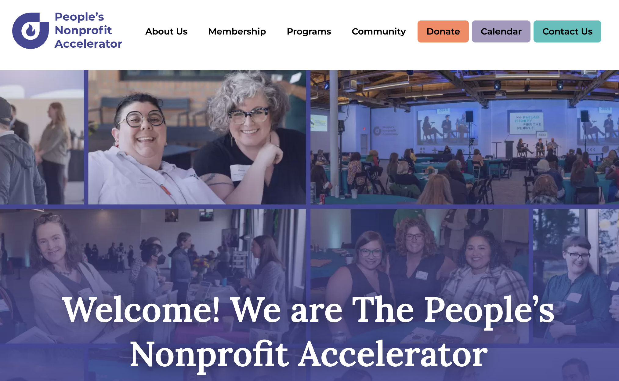 Screenshot of the People's Nonprofit Accelerator homepgae. 