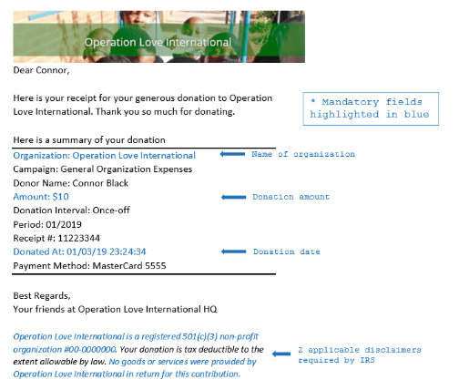 donation receipts for taxes