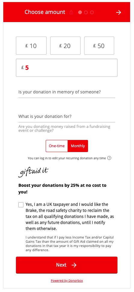 brake UK gift aid