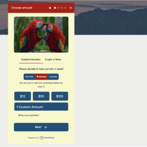 Screenshot of a Donorbox Embedded Form on Blogger