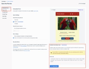 Screenshot of the Share & Embed page