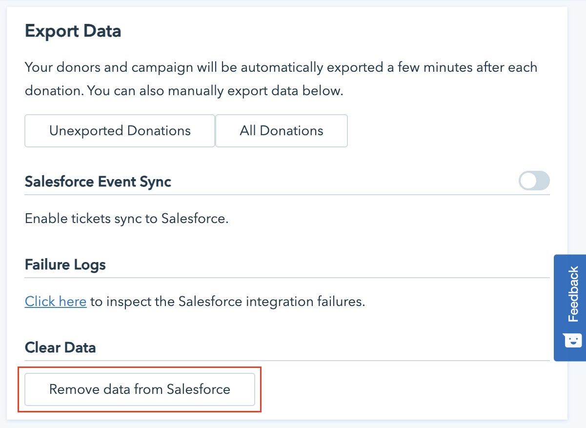 Screenshot shows how to remove data from Salesforce. 
