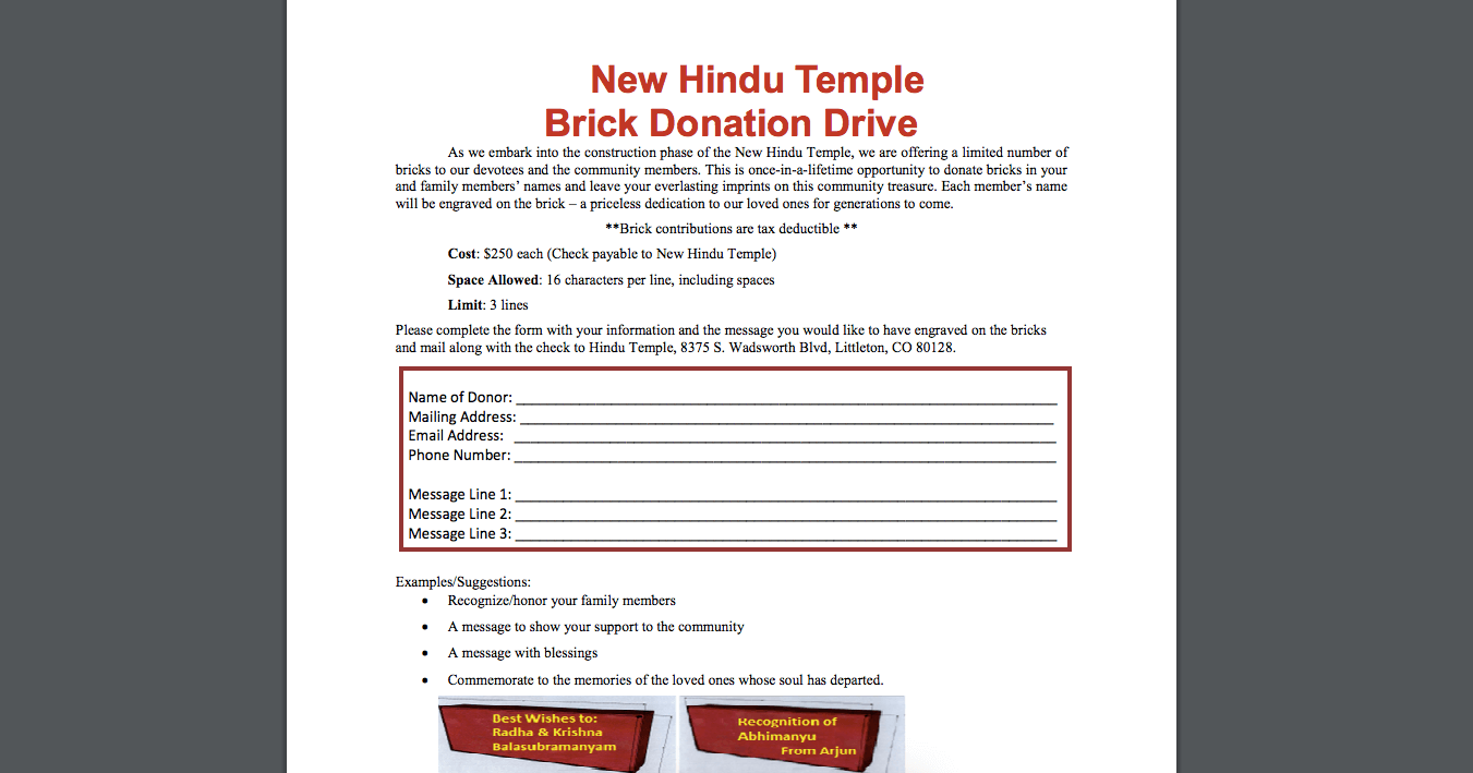 Temple Fundraising 