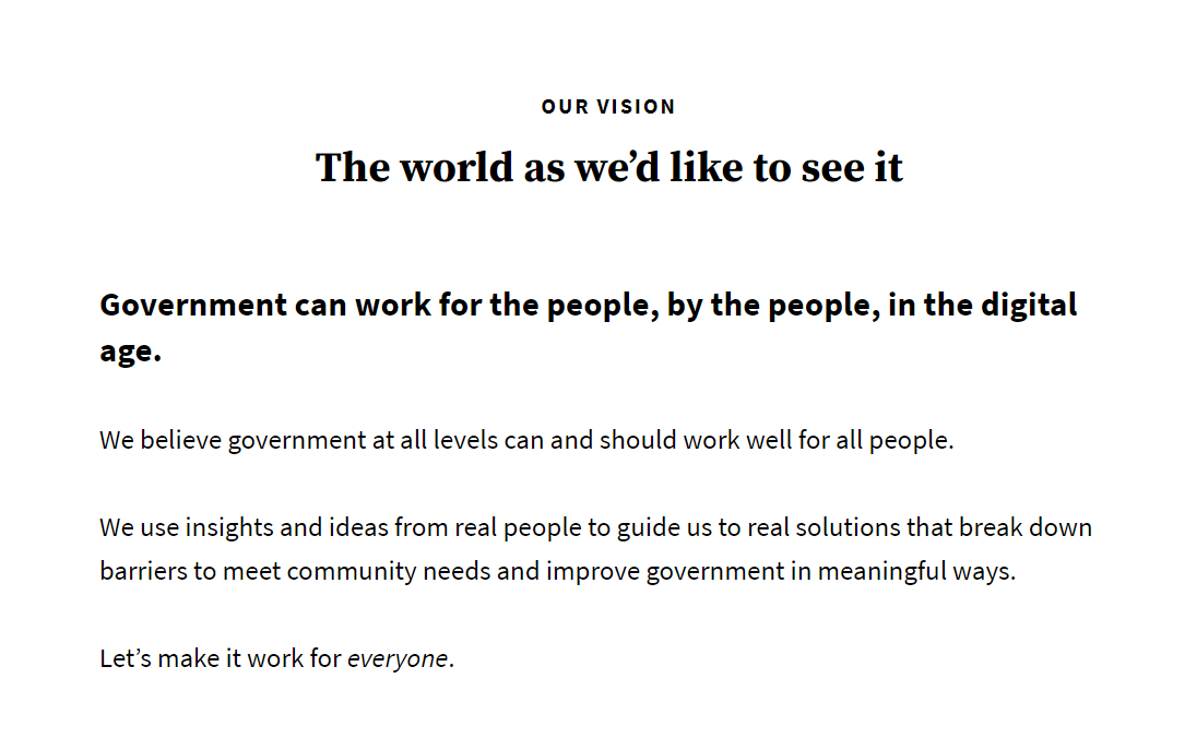 Code for America vision statement example