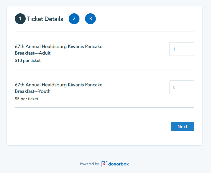 pancake breakfast tickets example donorbox events