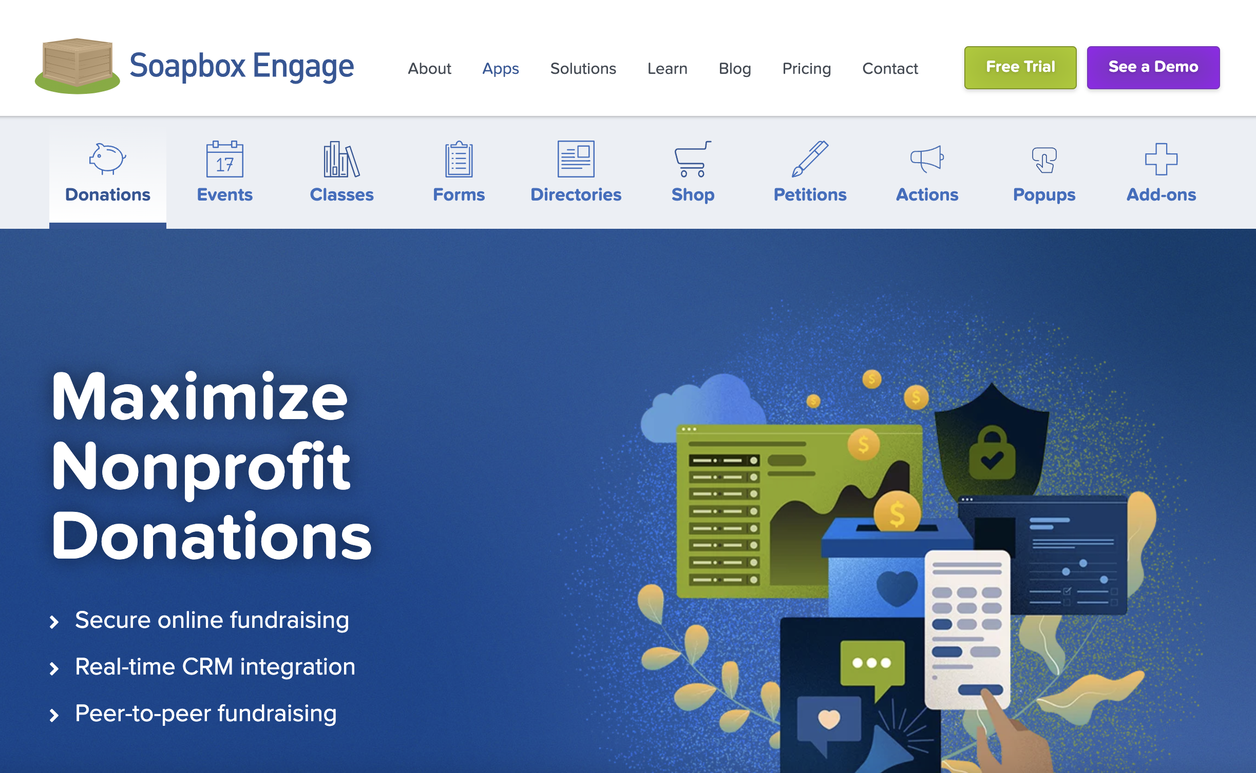 Screenshot of Soapbox Engage's homepage. 