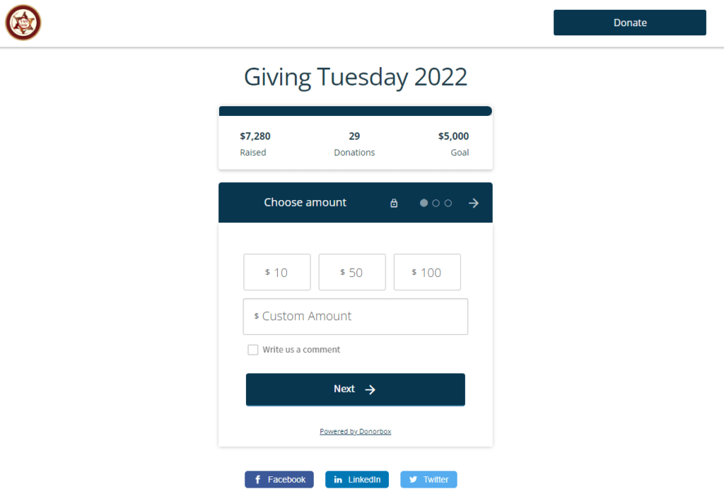 Giving Tuesday Donation Page