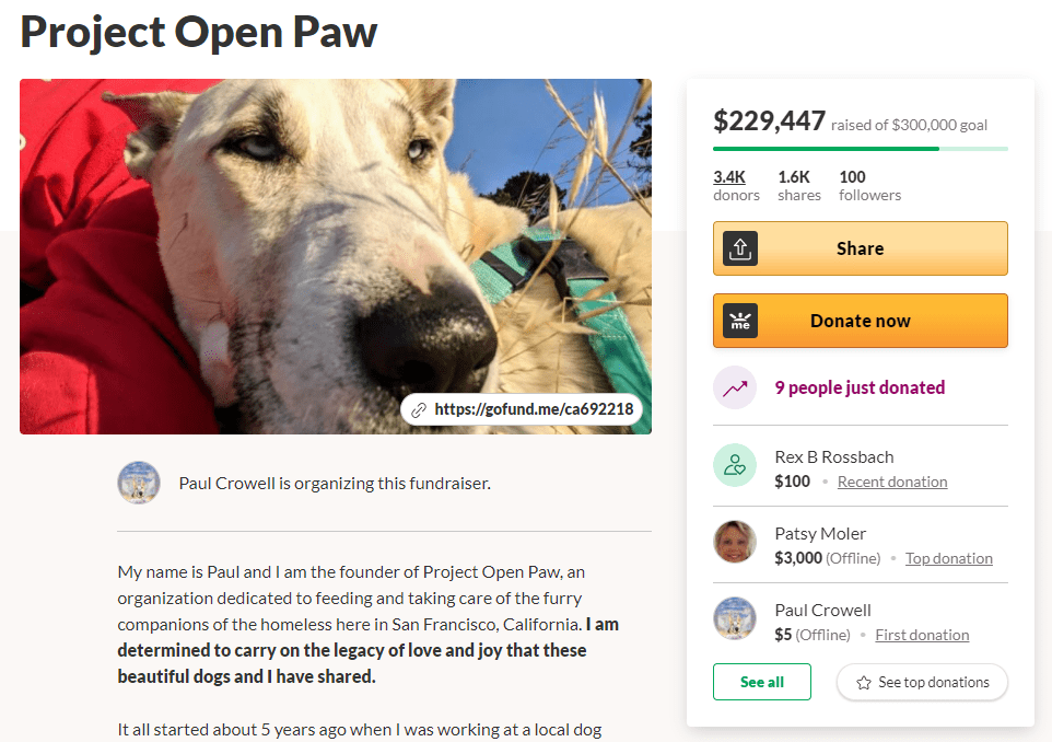 go fund me for dogs