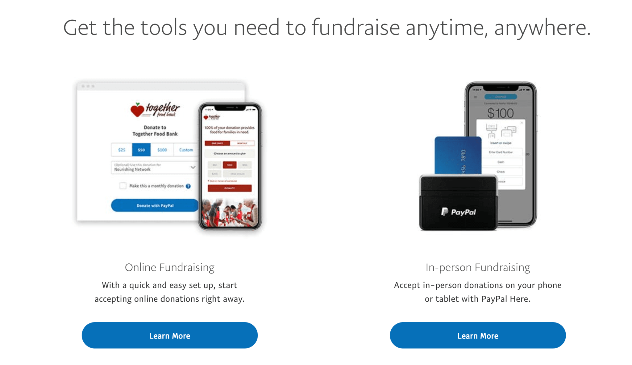 PayPal fundraising functions