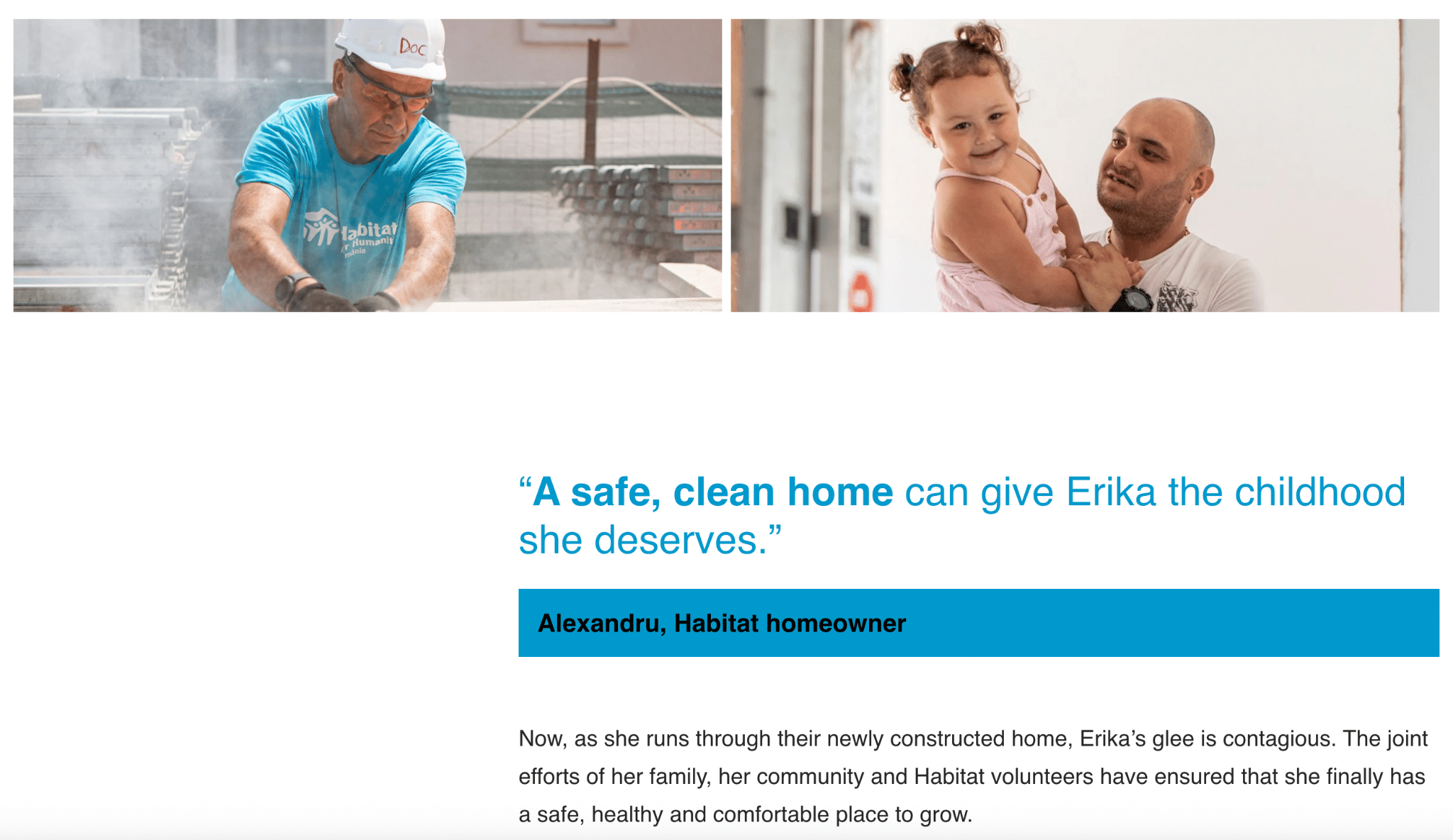 Screenshot of a nonprofit organization's annual report