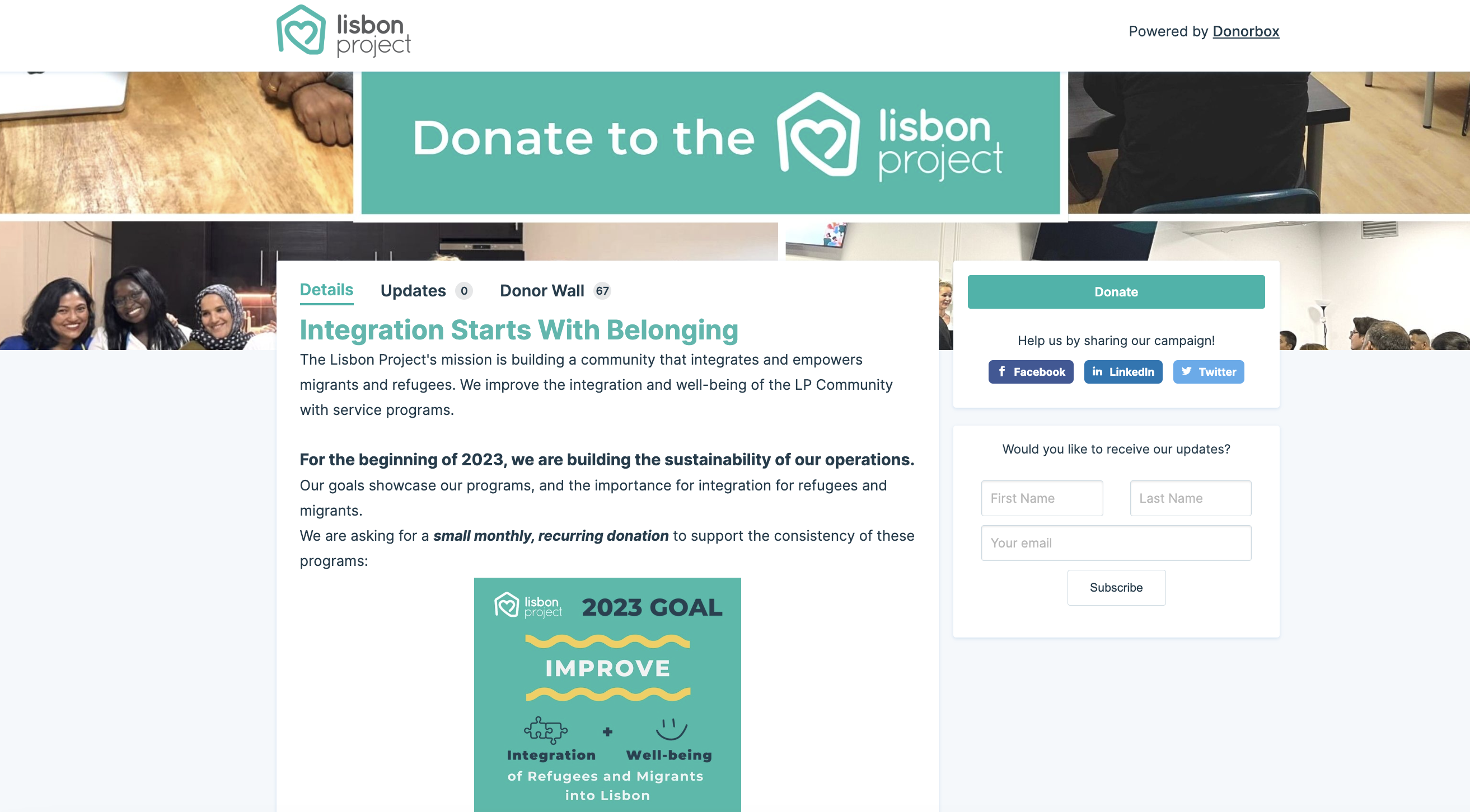 Organization using Donorbox to fundraise for their community service project. 