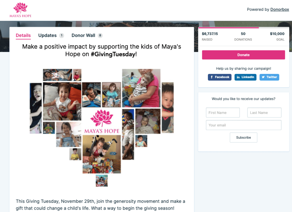Maya's Crowdfunding page