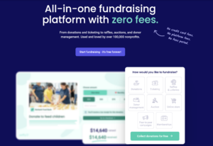 Screenshot of Zeffy's homepage