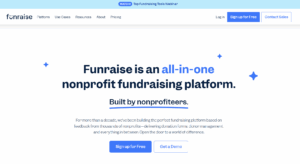 screenshot of funraise home screen 