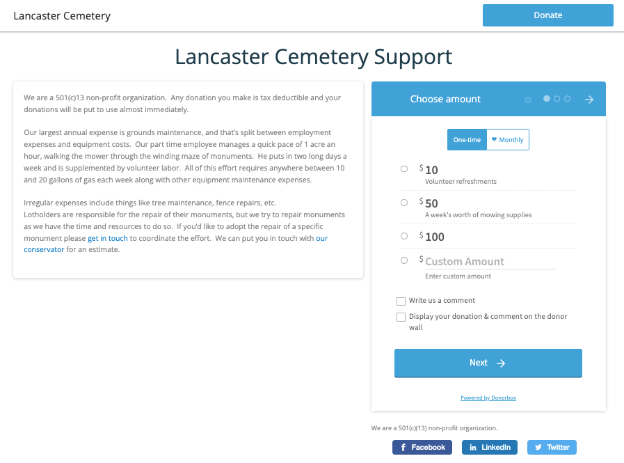 nonprofit cemetery