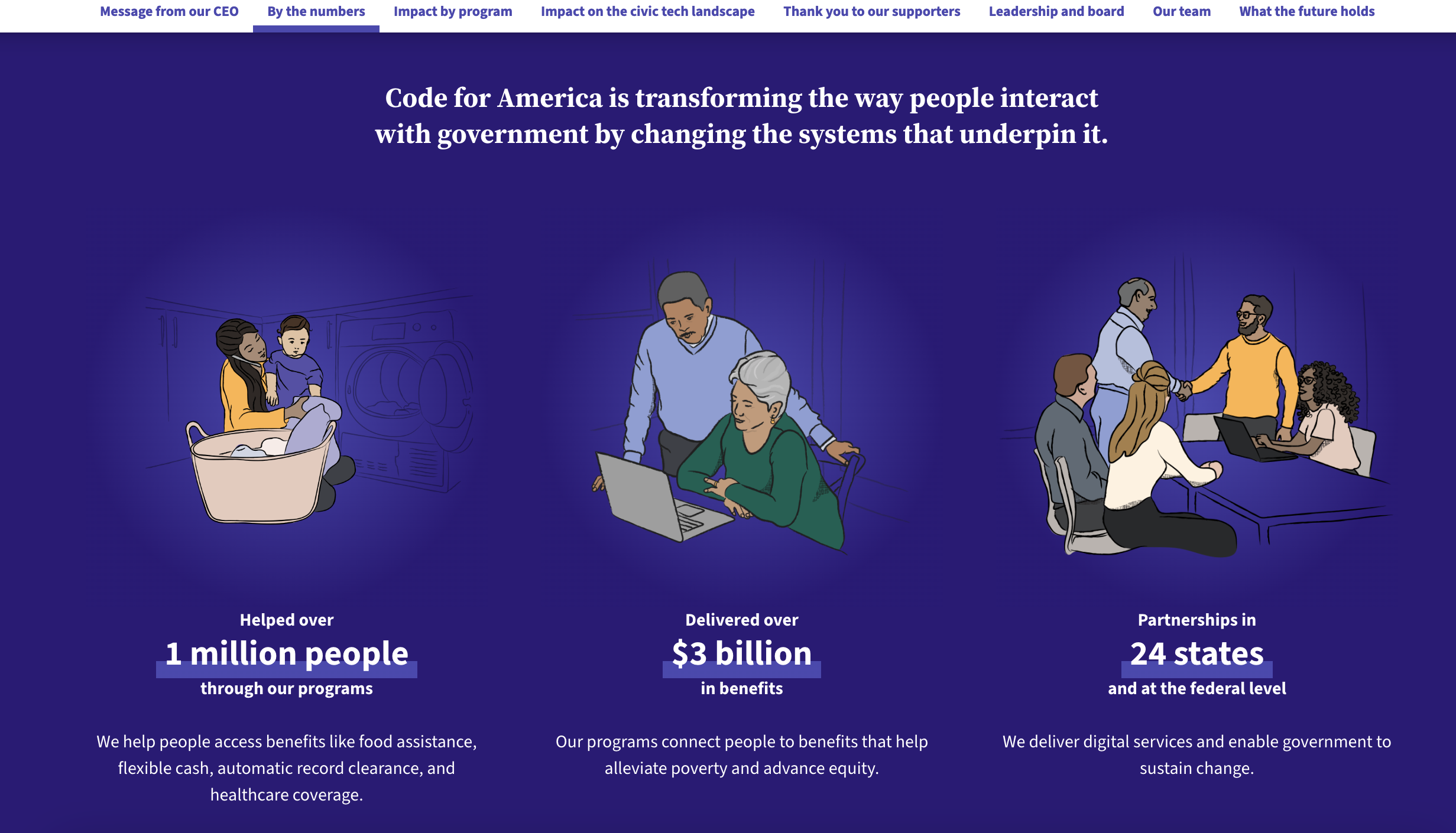 Screenshot of the Code for America impact report. 