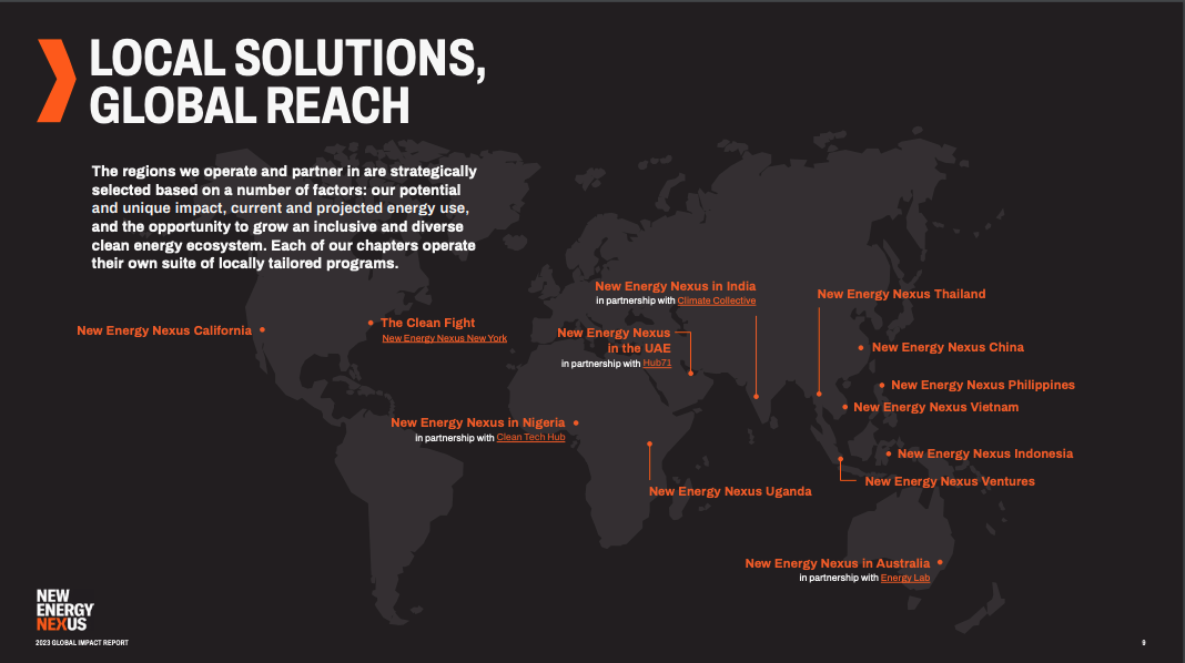 Screenshot of New Energy Nexus's impact report. 