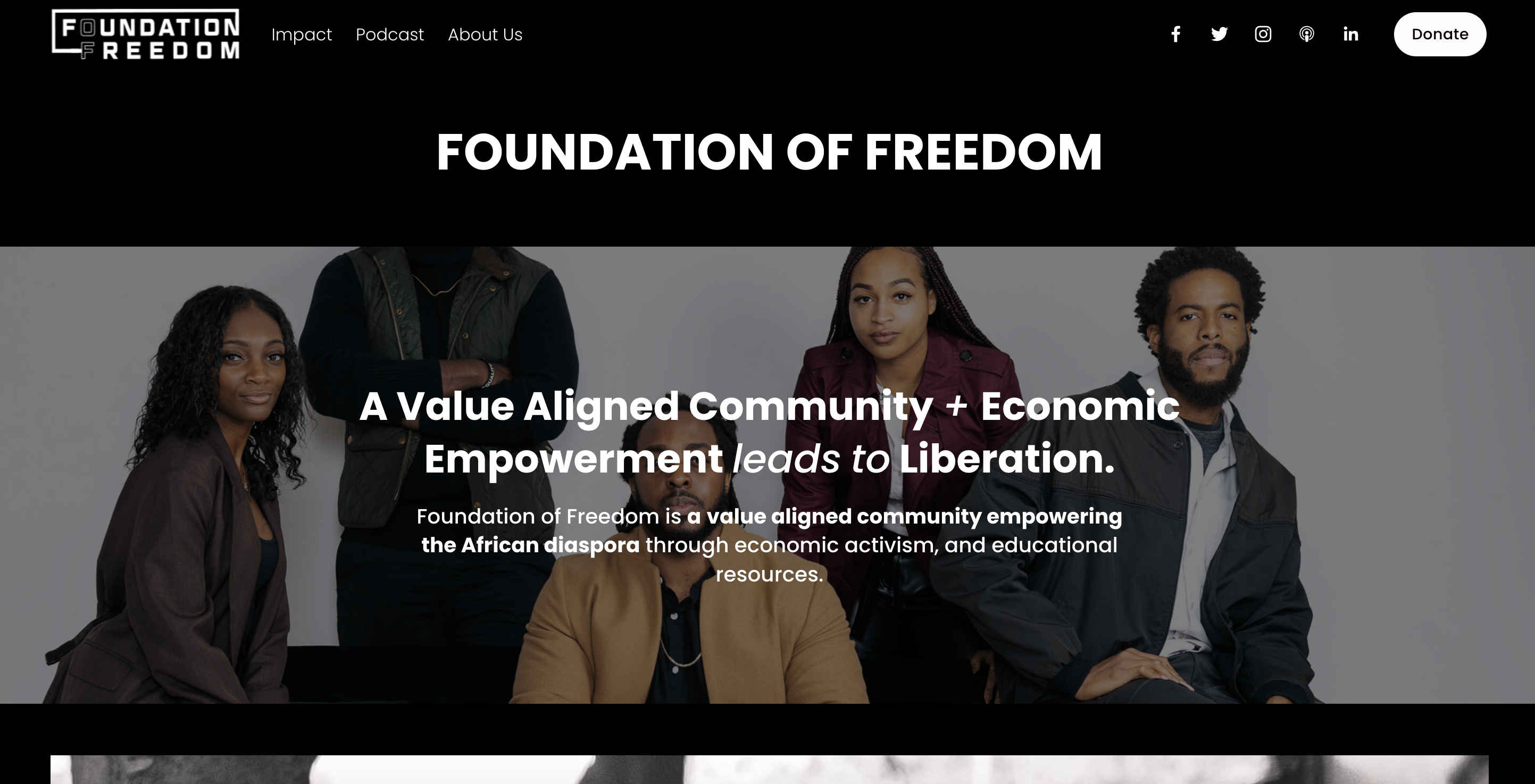 Screenshot of Foundation of Freedom's website. 