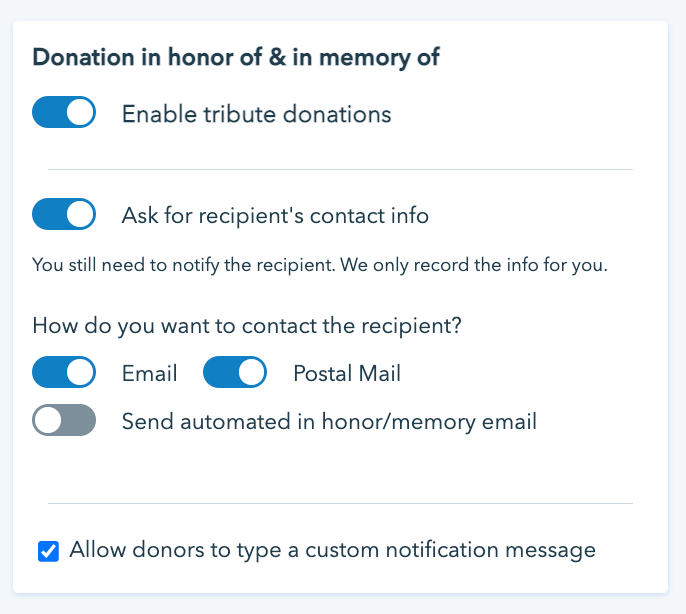 tribute donations
