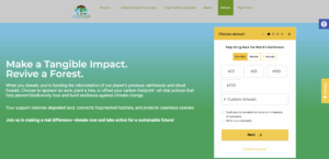 Screenshot of Saving Nature's Donation Form 