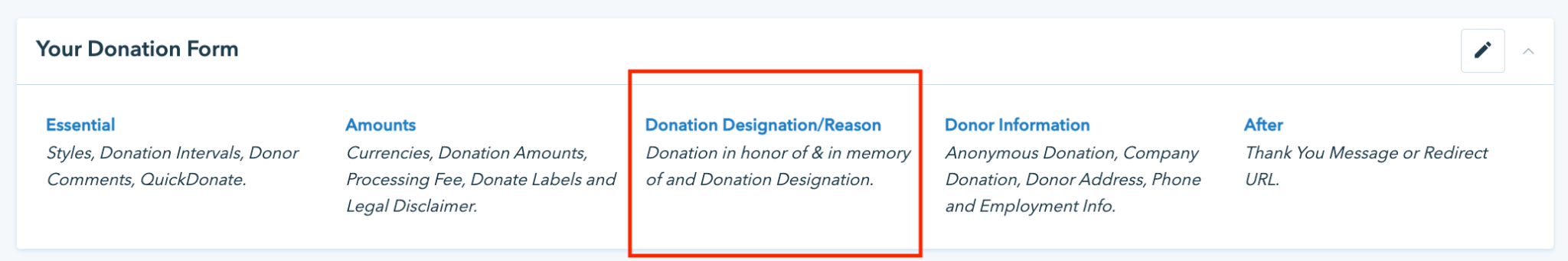 Donorbox donation designations