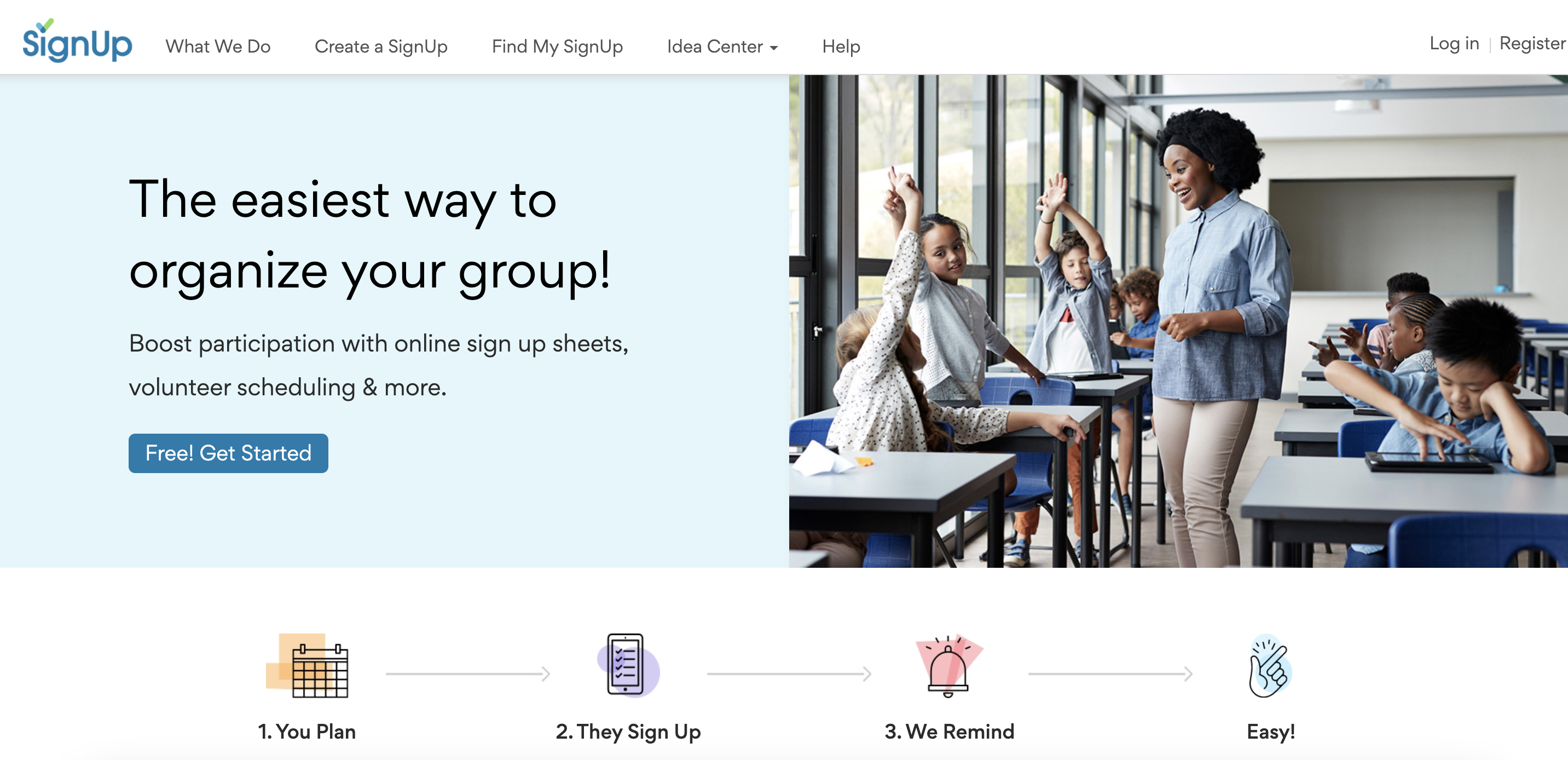 Screenshot shows the homepage of SignUp. 