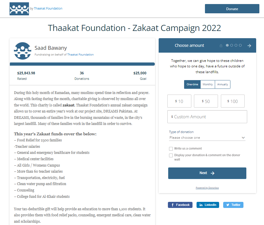 Zakat campaign - peer-to-peer fundraising