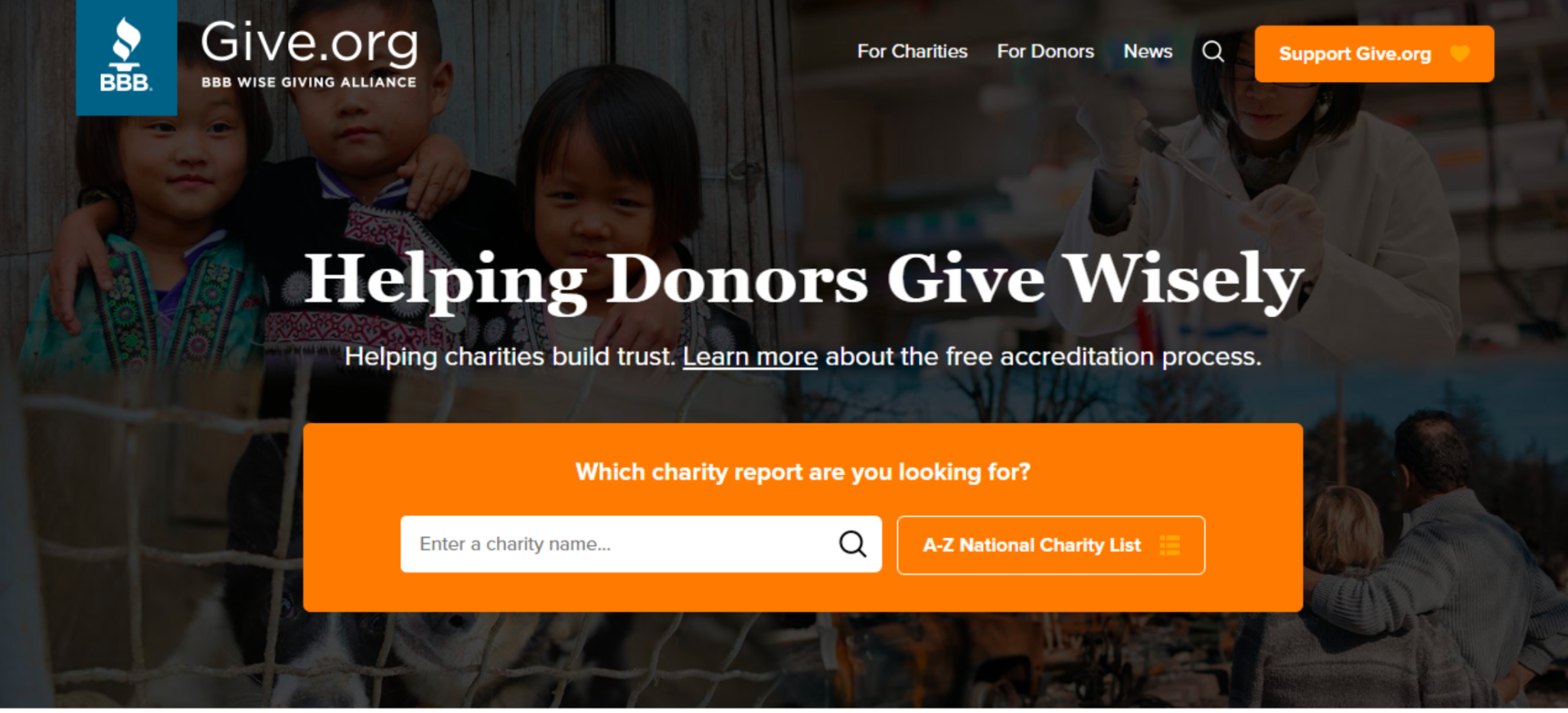 Screenshot of the Give.org home page. 
