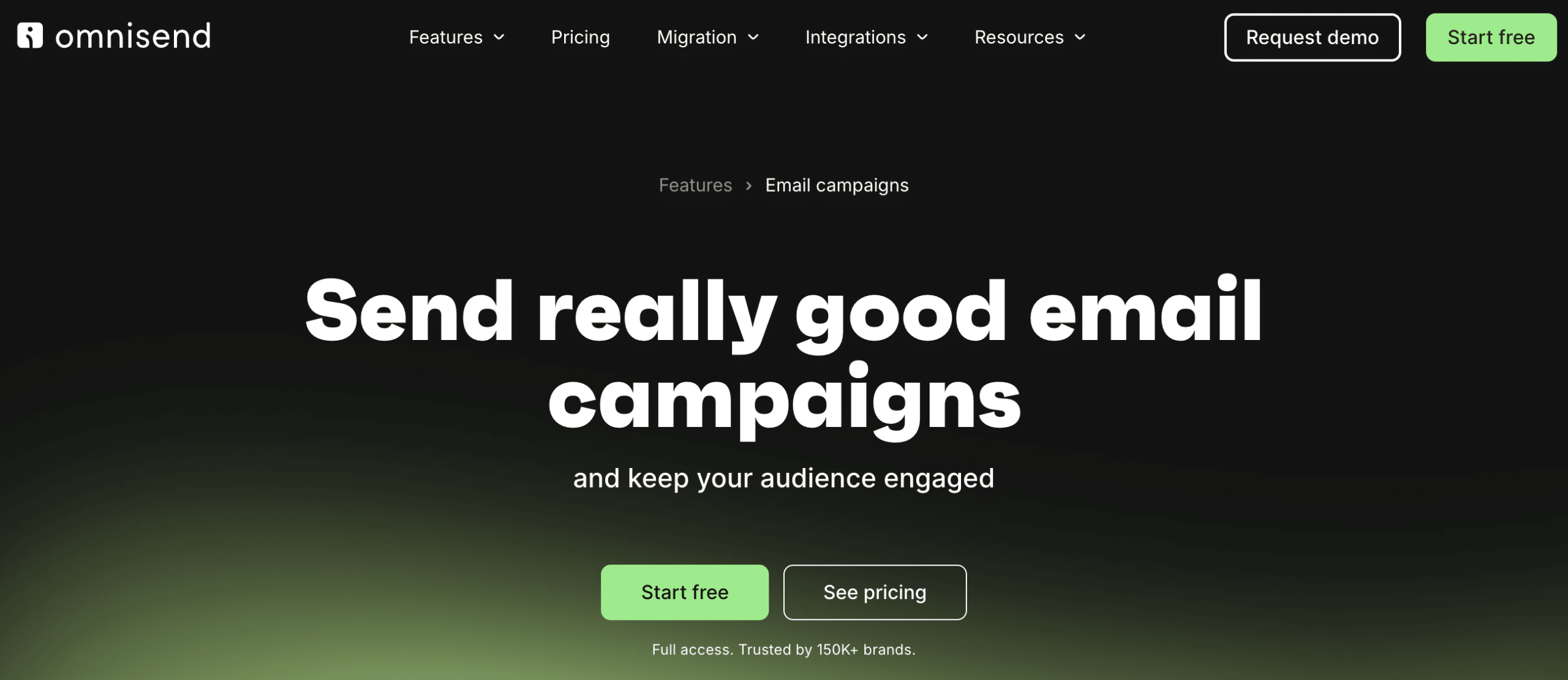 Screenshot of Omnisend email marketing banner