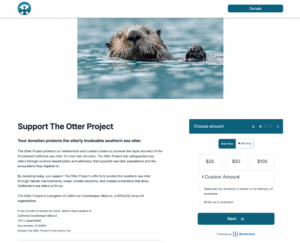 Screenshot of The Otter Project's Donorbox-hosted donation page