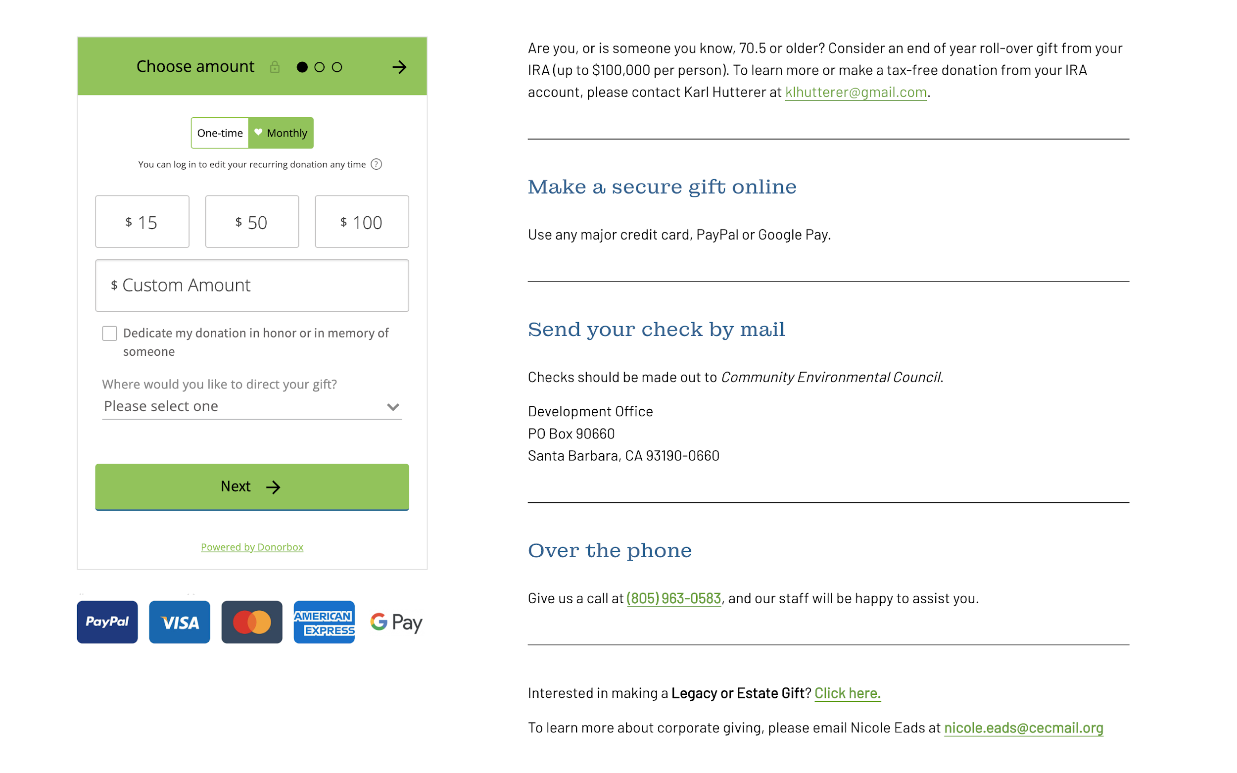 donation page examples
