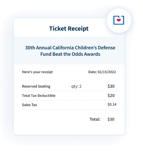event ticket receipts