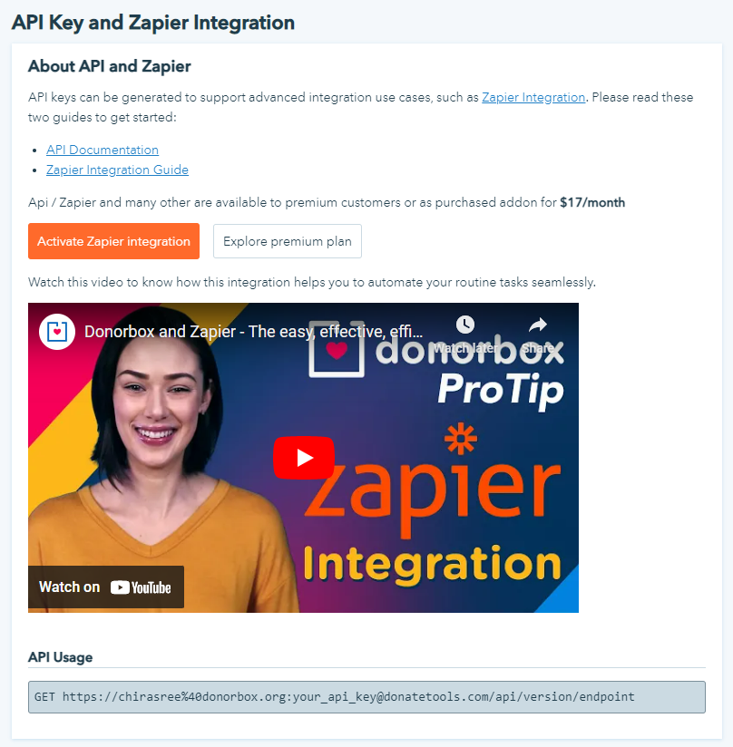 donorbox and zapier integration