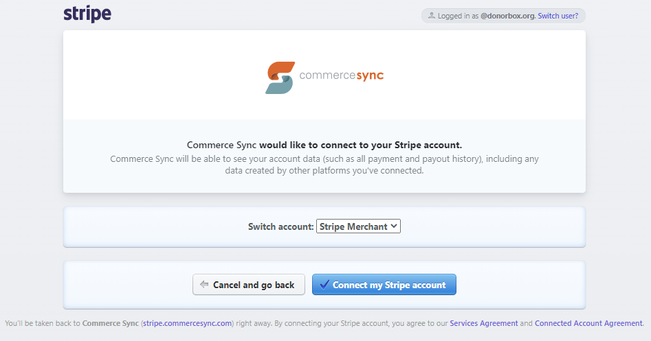 stripe and commerce sync for quickbooks
