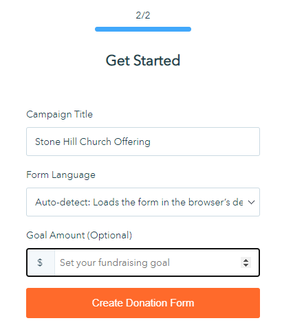 creating donation form