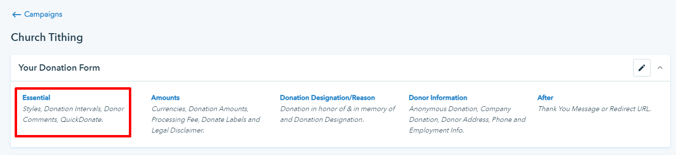 enabling QuickDonate on Donorbox