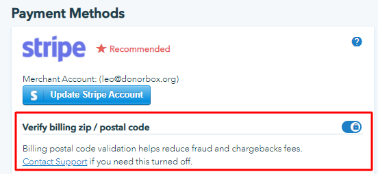 zip validation on Donorbox for spam donations