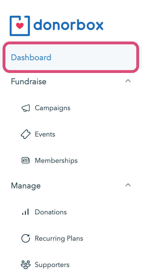 new dashboard on Donorbox