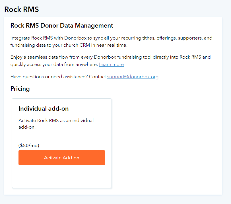 donorbox and rockrms integration